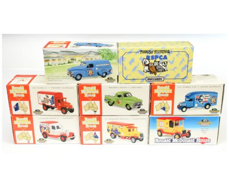 Matchbox Models of Yesteryear a group of Charity Models to include YCH04 Morris Light Van "RSPCA"; YCH01 Ford Model T Van "Ro