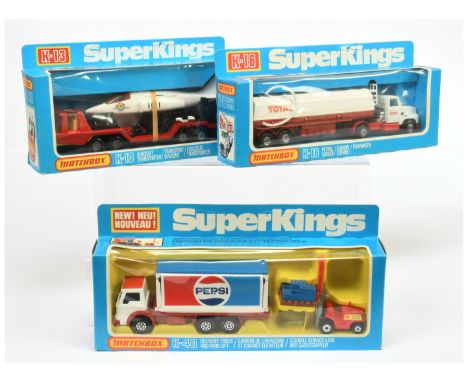 Matchbox Superkings&nbsp; A Group Of 3 To Include (1) K13 Aircraft Transporter Red and Black with white Aircraft, (2) K16 For
