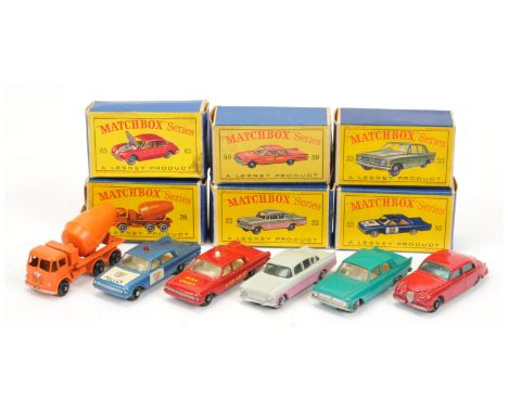 Matchbox Regular Wheels group to include 55b Ford Fairlane Police Car - metallic blue body with rear silver trim, gloss black