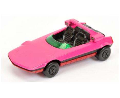 Matchbox Speed Kings K31 Bertone Runabout factory trial model - Hot pink body, dark green windscreen, black interior, white s
