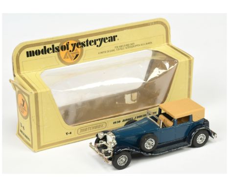 Matchbox Models of Yesteryear Y4 1930 Duesenberg Model J Town Car -&nbsp; colour trial model - blue body with early roof cast