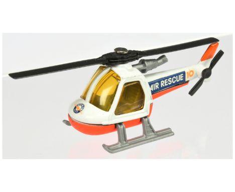 Matchbox Superfast  75d Helicopter Pre-production Trial model - white cockpit & upper fuselage, "Air Rescue" labels, light am
