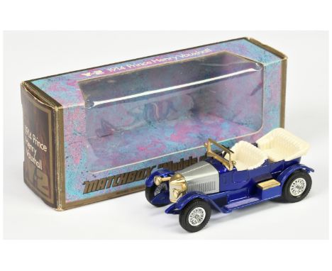 Matchbox Models of Yesteryear Y2 1914 Prince Henry Vauxhall Colour Trial model metallic blue body, metallic silver bonnet, cr