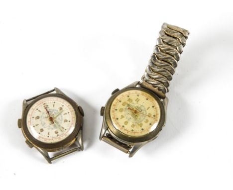 Two vintage chronograph gentlemen's wristwatches, one marked Dore Calograph, appears to run, the other Mentor Calograph, not 