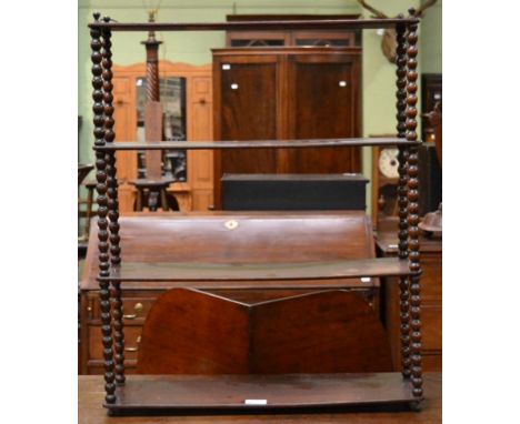 A set of 19th century mahogany and bobbin turned wall shelves  