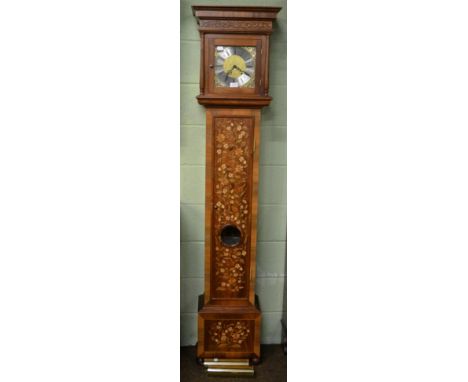 A late 17th century style marquetry inlaid longcase clock, striking reproduction movementThis case is by repute a National Aw