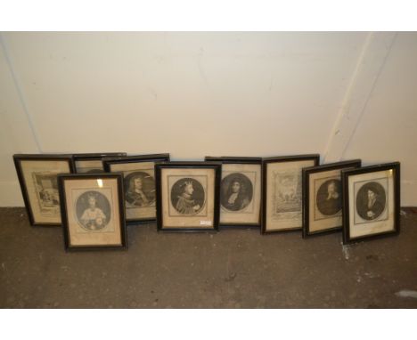 BOX CONTAINING PRINT ENGRAVINGS TO INCLUDE KING RICHARD II, CHARLES EARL OF SUNDERLAND, DUKES OF NORFOLK AND SUFFOLK ETC
