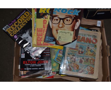 TRAY CONTAINING VARIOUS MAGAZINES TO INCLUDE VINTAGE BEANO, CIRCA 1980S ETC
