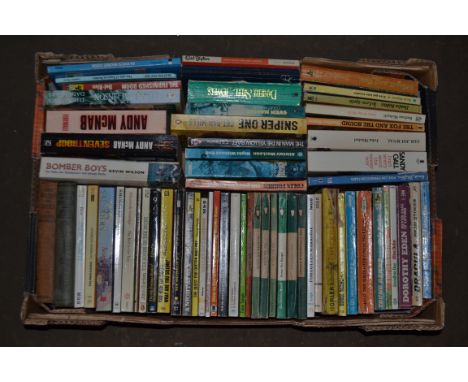 BOX OF PAPERBACK BOOKS TO INCLUDE ANDY MACNAB, VINTAGE PENGUINS ETC
