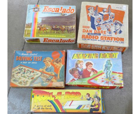 A Merit Dan Dare electronic Space Control Radio Station, a Chad Valley Escalado and other games