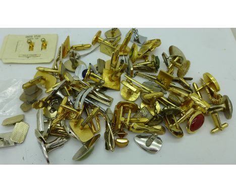 Twenty-seven pairs of cufflinks and tie pins