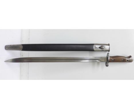 An Enfield 1901 bayonet and scabbard, marked Wilkinson Pall Mall Ltd.