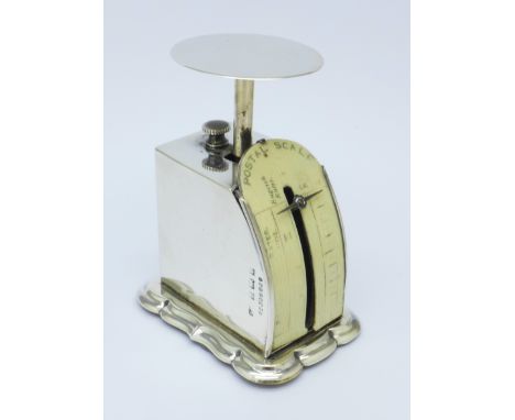 A small hallmarked silver postal scale, Birmingham 1902