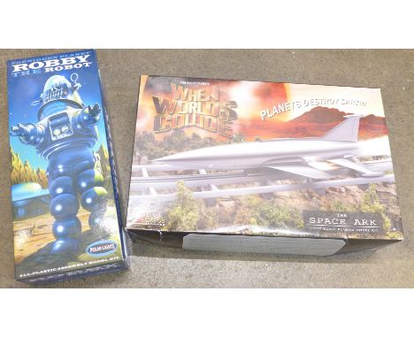 Two model kits, Robby The Robot and When Worlds Collide The Space Ark