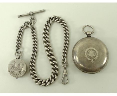 A silver open faced pocket watch, with white enamel dial, black Roman numerals and subsidiary seconds dial, case no 13017, Lo