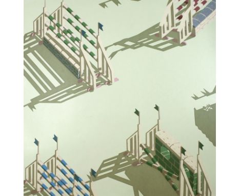 Robin Bagilhole (British, 1944-2001): 'Clare Rand', a limited edition silkscreen print, of horse jumps, dated '78, and signed