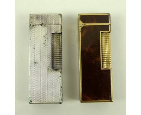 A Dunhill gold plated cigarette lighter, with faux walnut decoration, stamped 'Made in Switzerland', 'dunhill' and 'US RE 241