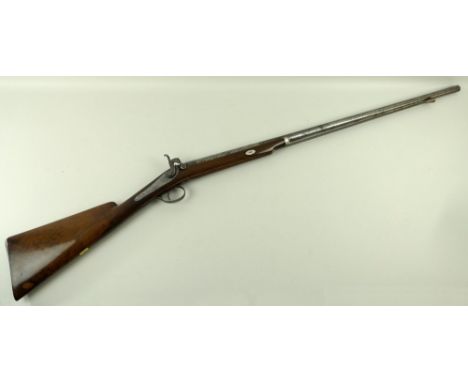 Militaria: a mid 19th century percussion fowling piece muzzle loader, by Gameson, with walnut stock, damascus twist barrel, o