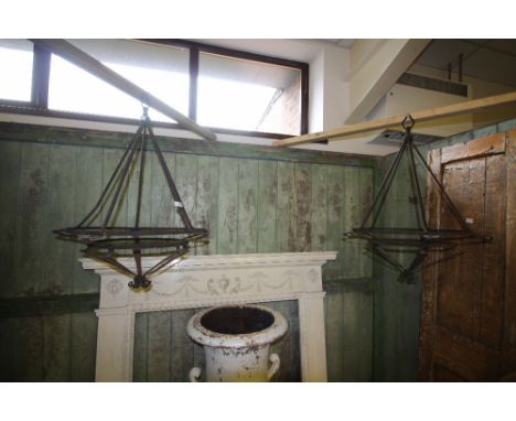 Pair of Iron Pendant Light Fittings