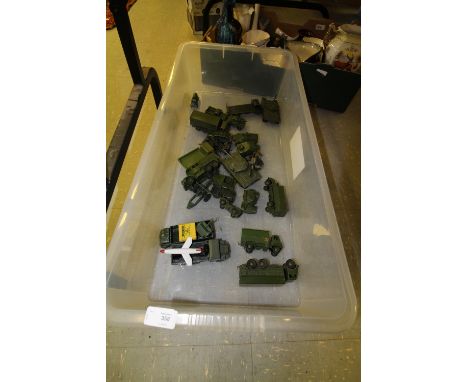 Box of Dinky army toys