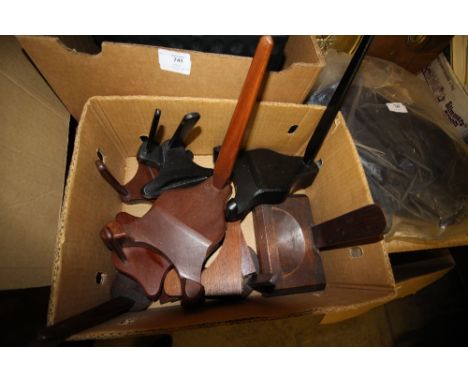 Box of vintage wooden stands