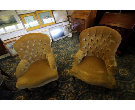 Pair of button-backed bedroom chairs