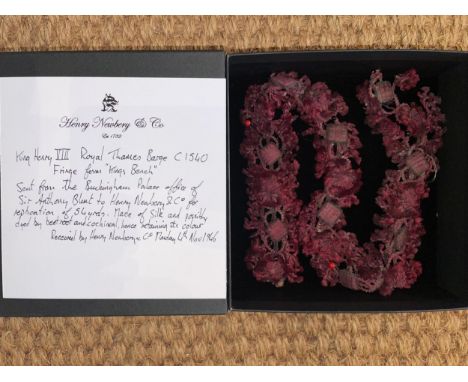 From the archives of Henry Newbery &amp; Co. Ltd.King Henry VIIIa fringe from "The Kings Bench", Royal Thames Bargec.1540Made