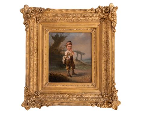 French19th CenturyPierre DelcourA pair of portraits of Dutch childrenOil on panelSigned, lower rightOne dated, lower right: '