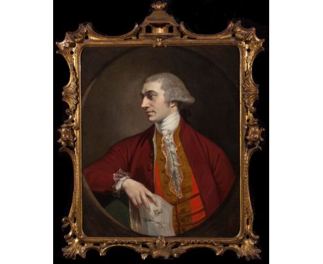 Hugh Barron (1747 - 1791)Portrait of Dr Richard GuyOil on canvasIn an original carved and gilded Chippendale frame Provenance
