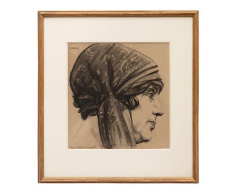 Property of a ladyA portrait of Mrs. Patrick CampbellBlack chalk on paperDimensions:(Paper) 11 in. (H) x 10.75 in. (W)(Frame)