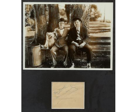 Stan Laurel (1890-1965) & Oliver Hardy (1892-1957) English & American Film Comedians, signed by both Laurel & Hardy on a vint