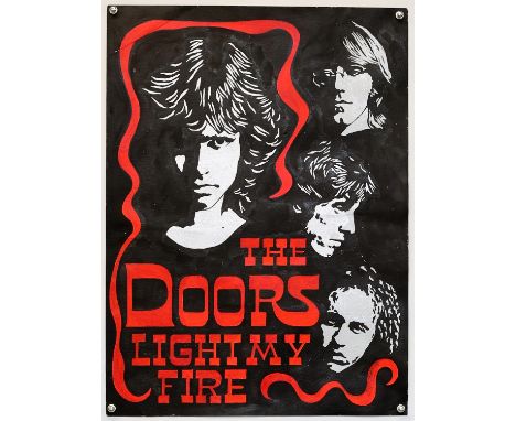 The Doors 'Light my Fire' - Original hand painted artwork on thick paper by John Judkins, signed and dated, flat, 56 x 76 cm.