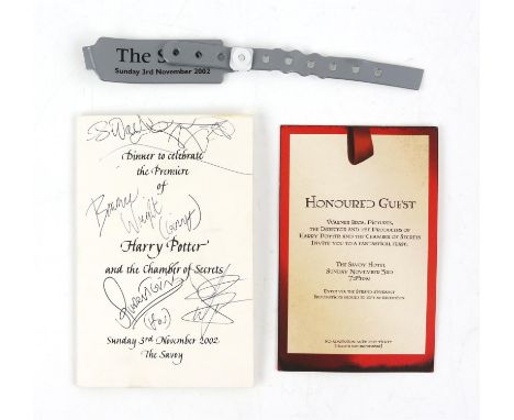 Harry Potter and the Chamber of Secrets - Dinner Menu to celebrate the premiere of the film at The Savoy on 3rd November 2002
