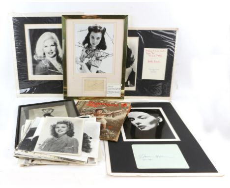A collection of autographs, vintage publicity stills and Picturegoer Magazines, including Katherine Hepburn, Rita Hayworth an