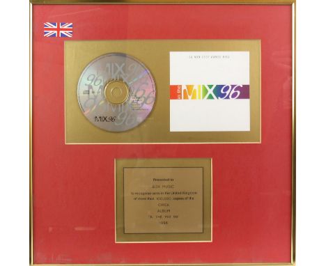 CD Presentation Display presented to Box Music to recognise sales in the United Kingdom of more than 100,000 copies of the Ci