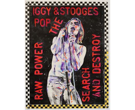 Iggy & The Stooges 'Raw Power Search and Destroy' - Original hand painted artwork on thick paper by John Judkins, signed and 