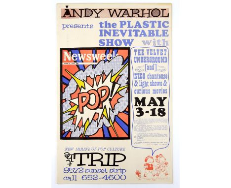 Velvet Underground and Nico - original 'Andy Warhol Presents The Plastic Inevitable Show' 1966 silkscreen window card, 3rd-18