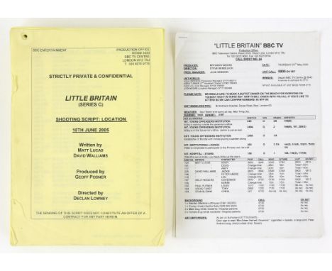 Little Britain (2005) Original Script and call sheet. Script including every sketch (even deleted ones) from the 3rd series. 