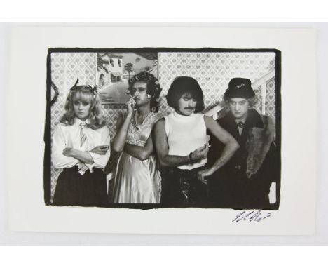 Queen - An original silver gelatin print of Queen on the set of 'I Want to Break to Free' video, London 1984, signed by photo