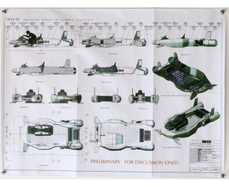 Star Wars The Force Awakens (2015) Original Landspeeder Blueprint from EP 7, reused for EP 8 (seen in EP8 making of). Large P