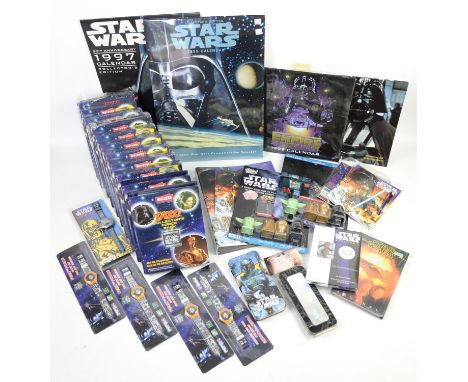 Star Wars - Promotional items including ten Tazoo collectors force packs, some unopened, stationery, Topps toys, Star Wars ti