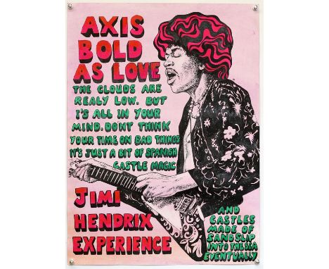 Jimi Hendrix 'Jimi Hendrix Experience Axis Bold Is Love' - Original hand painted artwork on thick paper by John Judkins, sign