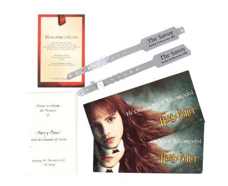 Harry Potter and the Chamber of Secrets - Dinner Menu to celebrate the premiere of the film at The Savoy on 3rd November 2002