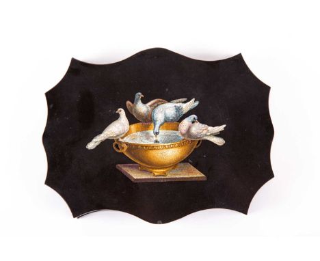 A fine quality micro-mosaic Grand Tour paperweight depicting the Doves of Pliny, 19th century, 13.3 cm x 17 cm.Footnote: Prov