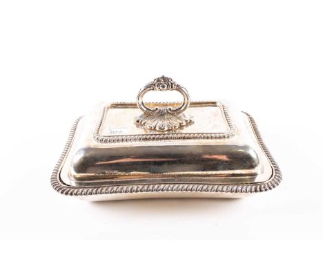 A Victorian silver entree dish and cover, by Harrison Brothers &amp; Howson, Sheffield,1900, of rectangular form with gadroon