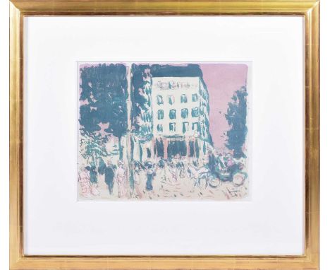 Pierre Bonnard (1867-1947) French, ‘Les Boulevards’, 1900, lithograph in colours, 26.5 cm x 33 cm ,glazed in a gilt frame.
