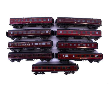 A group of unboxed Exley 0 Gauge LMS coaches to include a Buffet Car, Kitchen Car, Dining Car and others.Being sold in aid of