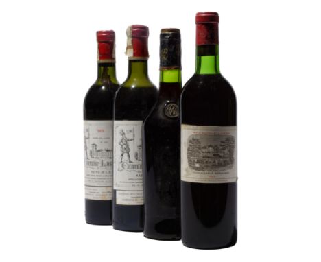 Chateau Lafite-Rothschild 1969 Slightly marked label. Level top-shoulder (1) Chateau Lagrange 1978 Argentine slip labels. Lev