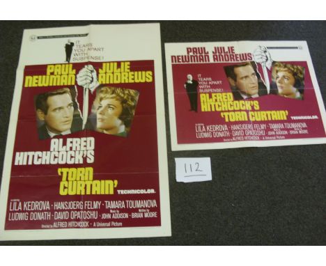 Film Memorabilia, a collection of 2 original USA Movie Posters, from the Film 'Torn Curtains' (quad and half size), by Alfred