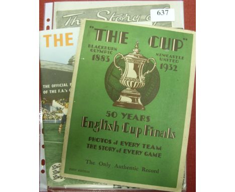 The FA Cup, a collection of 4 booklets, includes 'The Cup 1883 to 1932' first edition, green cover